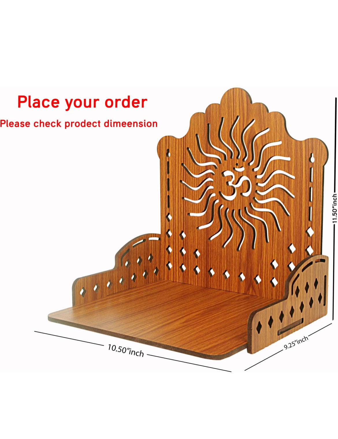 Wooden Pooja Mandir for Home/Office (30cm x 22cm x 25cm, 0.55kg)