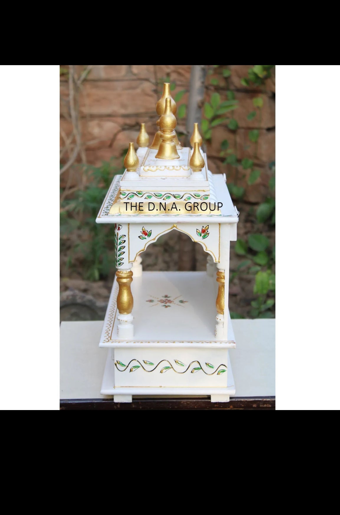 White hand painted Wooden Temple Handcrafted Hindu Mandir Pooja Ghar for homes