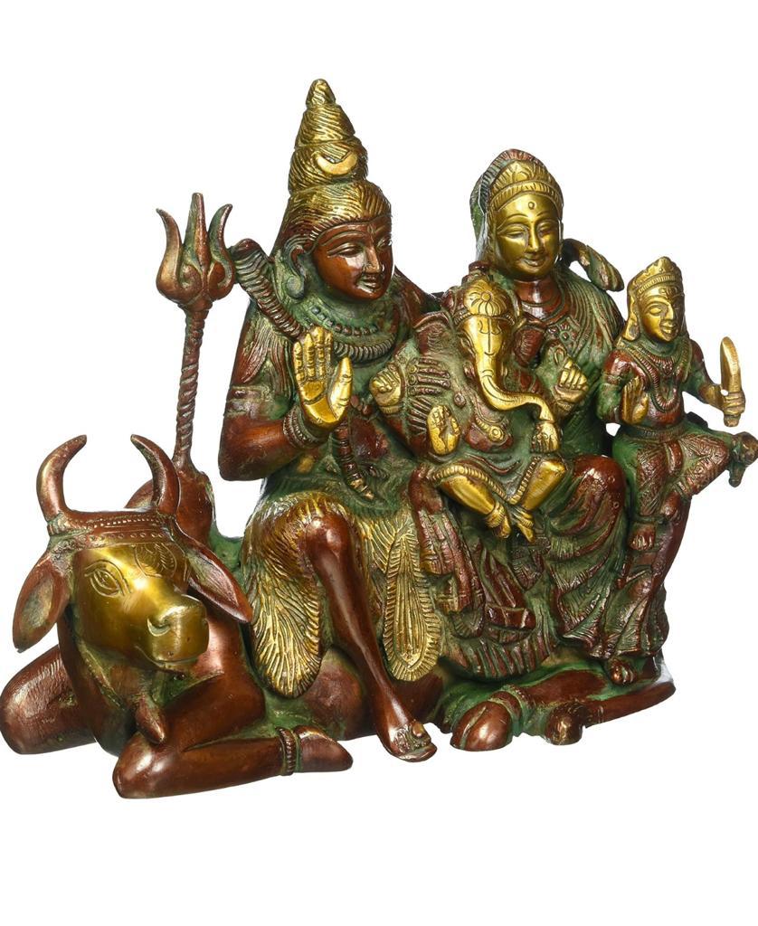 Multicolour Brass Shiva Family Statue  - £147